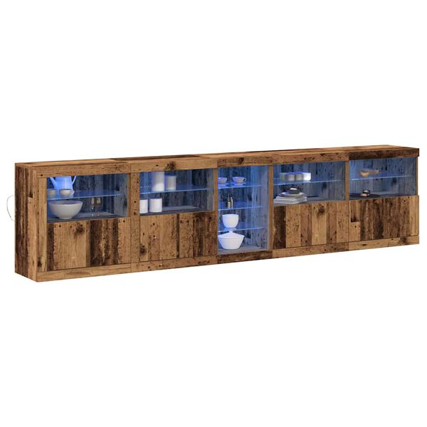 vidaXL LED Sideboard Old Wood 111.42 x 14.57 x 26.38 in