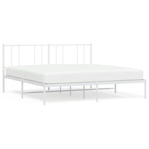 vidaXL Bed Frame White Powder-Coated Steel Double Bed Frame