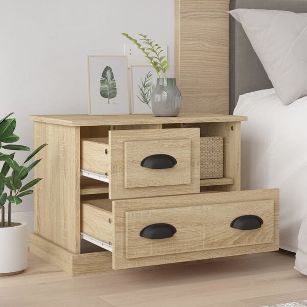 vidaXL Bedside Cabinet Sonoma oak Engineered wood Standard