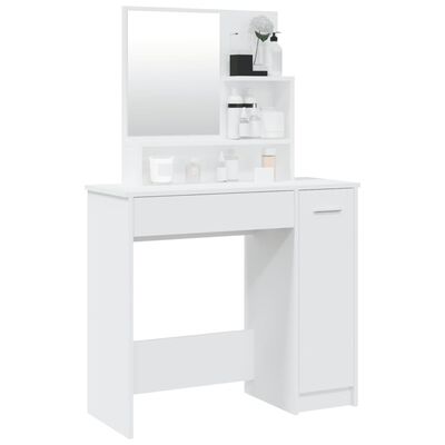 vidaXL Dressing Table with Mirror White 34.1"x13.8"x53.5"