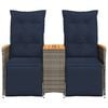vidaXL Reclining Patio Sofa 2-Seater with Table Gray Poly Rattan