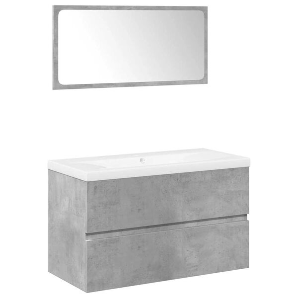 vidaXL Bathroom Furniture Set Concrete grey, white Engineered wood Roomy