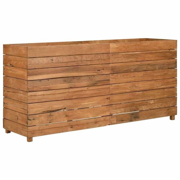 vidaXL Raised Bed Natural wood Recycled teak wood and steel