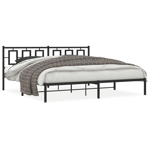 vidaXL Bed Frame Black Steel 76.0 x 80.0 in Bed Frame Rectangular