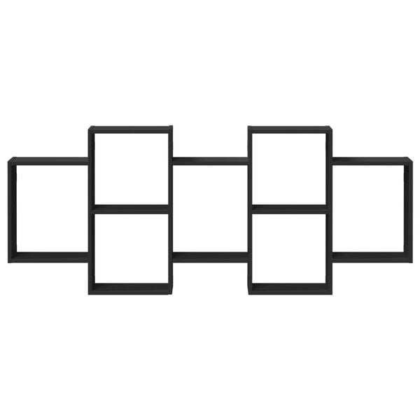 vidaXL Wall Shelf Black Engineered Wood Medium Floating Shelf