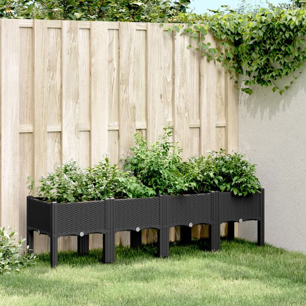 vidaXL Garden Planter Black Polypropylene Large Decorative Inlays