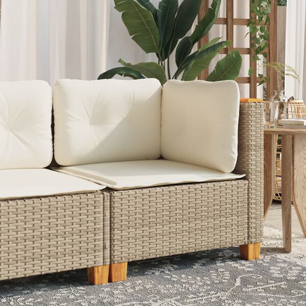 vidaXL Garden Sofa Beige PE rattan Single Modular Outdoor Sofa