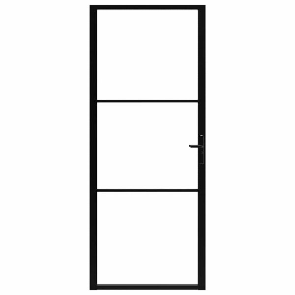 vidaXL Interior Door ESG Glass and Aluminum 36.6"x79.3" Black
