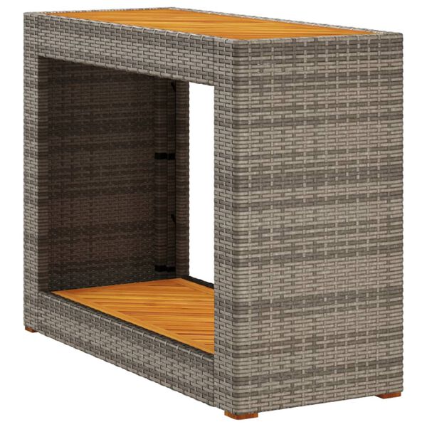 vidaXL Garden Side Table Grey and Brown PE Rattan Small Durable