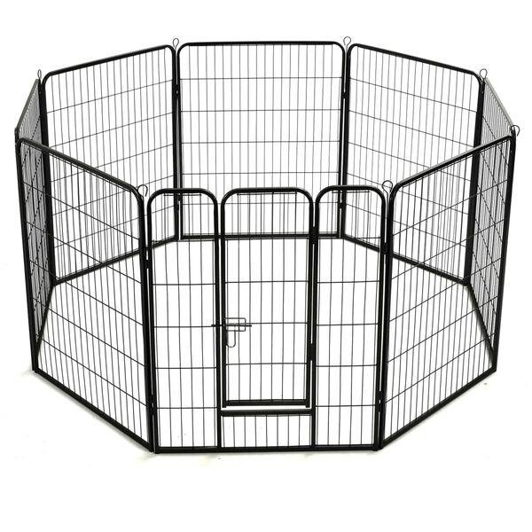 vidaXL Dog Playpen Black Powder-coated steel 31.5 x 39.4 in Durable