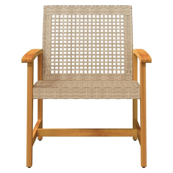 vidaXL Garden Chair Beige, Brown PE rattan, Acacia wood, Metal Standard