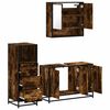 vidaXL Bathroom Furniture Set Smoked Oak Engineered Wood, Metal, Glass