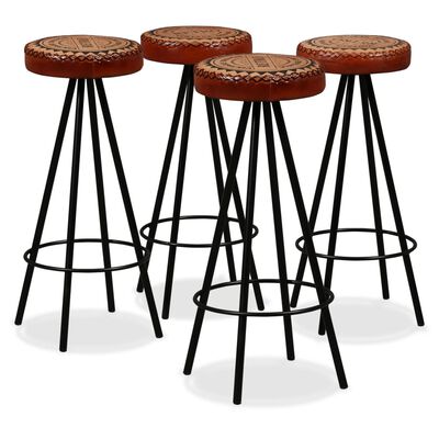 vidaXL Bar Set 5 Pieces Solid Reclaimed Wood, Genuine Leather & Canvas