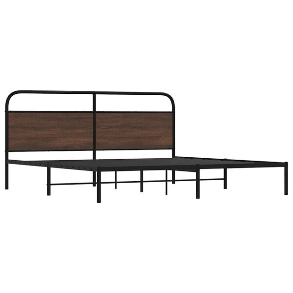 vidaXL Bed Frame Brown Oak Steel Double Bed Frame Rectangular