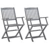 vidaXL Folding Patio Chairs 2 pcs with Cushions Solid Acacia Wood (46333+314887)