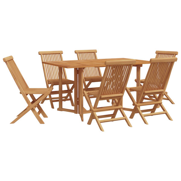 vidaXL Garden Dining Set 7 pcs Brown Solid Teak Wood