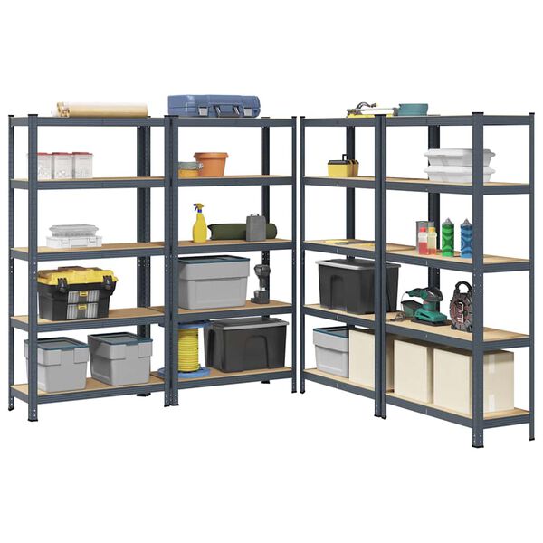 vidaXL 5-Layer Storage Shelves 4 pcs Anthracite Steel&Engineered Wood