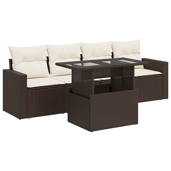 vidaXL Garden Sofa Set Brown and Cream White
