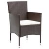 vidaXL Garden Dining Chair Set of 2 Brown Poly rattan, Powder-Coated Steel