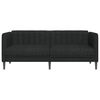 vidaXL Sofa Black Polyester, Plywood, Solid Wood, Foam 2-Seater Sofa
