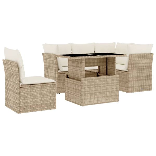 vidaXL Garden Sofa Set Beige, Cream White