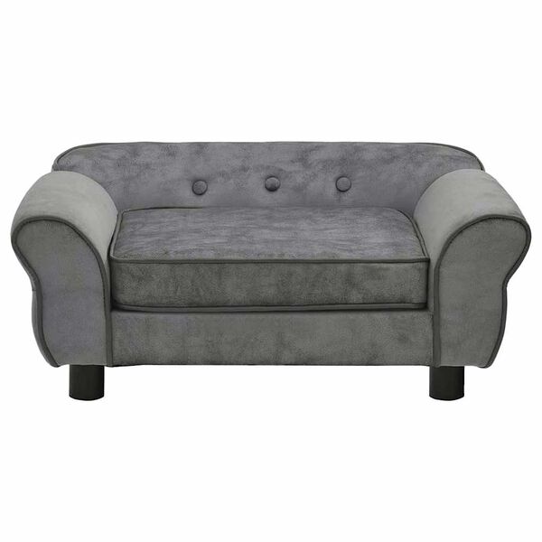 vidaXL Dog Sofa Dark Grey Plush (80% polyester, 20% cotton), solid fir wood