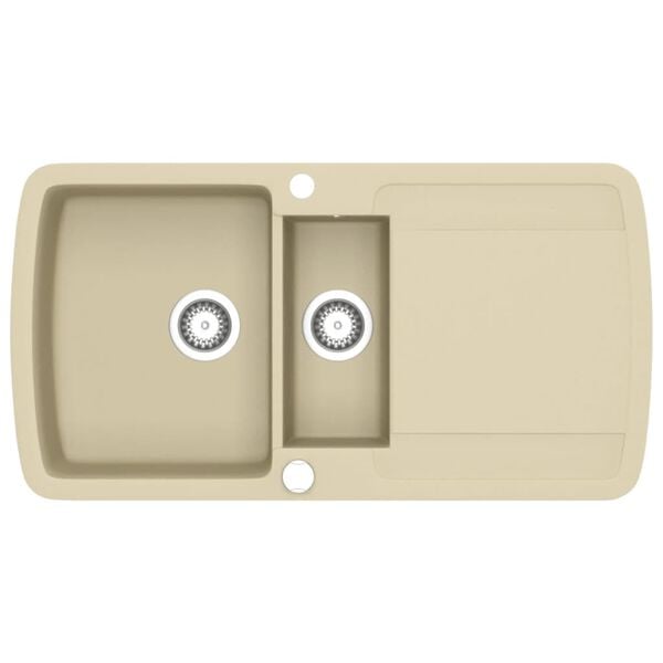 vidaXL Granite Kitchen Sink Double Basins Beige