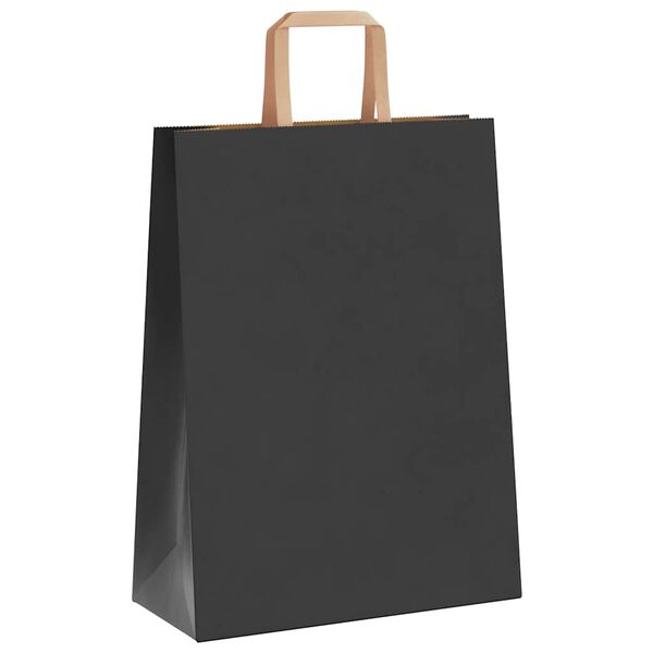 vidaXL Paper Bags 250 pcs with Handles Black 26x12x35 cm