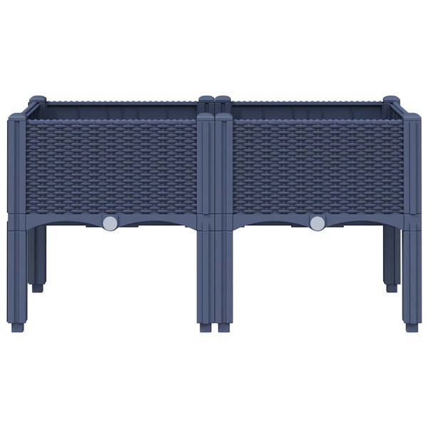 vidaXL Garden Planter Blue grey Polypropylene 31.5 x 15.7 x 16.5 in