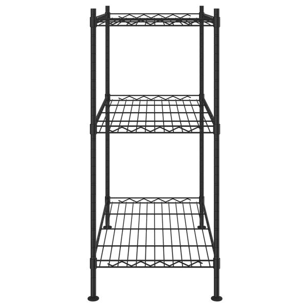 vidaXL 3-Tier Storage Rack 23.6x13.8x29.9" Black 330.7 lb