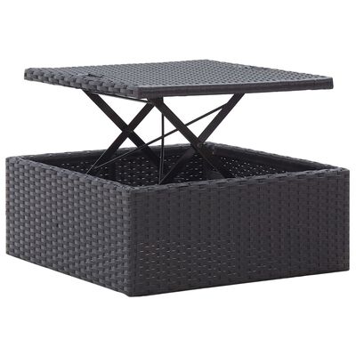 vidaXL Patio Lounge Bed with Roof Black Poly Rattan