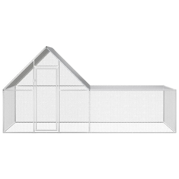 vidaXL Chicken Coop Silver Galvanized Steel Large Chicken Coop