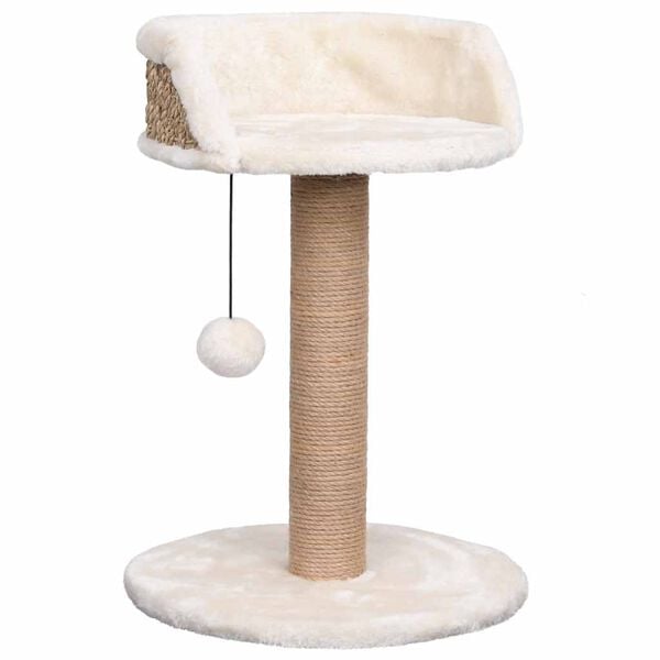 vidaXL Cat Tree Beige Flakeboard, Seagrass, Plush, Jute Compact