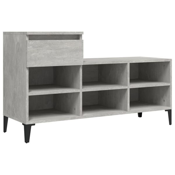 vidaXL Shoe Cabinet Concrete Grey Engineered Wood, Metal