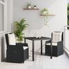 vidaXL Garden Dining Set 3 pcs Black poly rattan