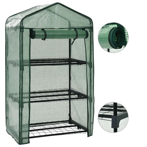 vidaXL 3-Tier Mini Greenhouse 27.2"x19.3"x49.2"