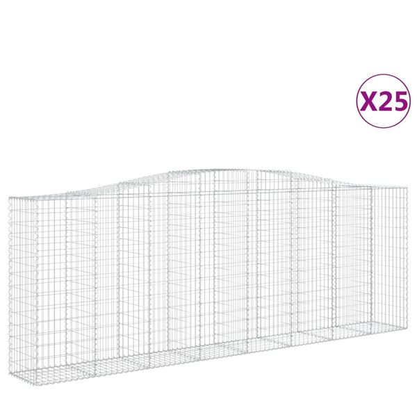 vidaXL Gabion Basket Set of 25 Silver Galvanized Iron Large