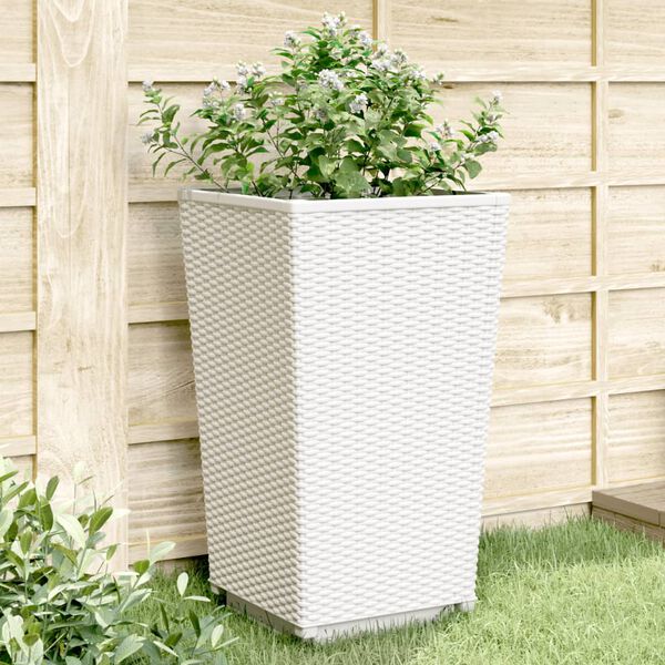vidaXL Garden Planter Set of 4 White Polypropylene 12.8x12.8x22.4 in