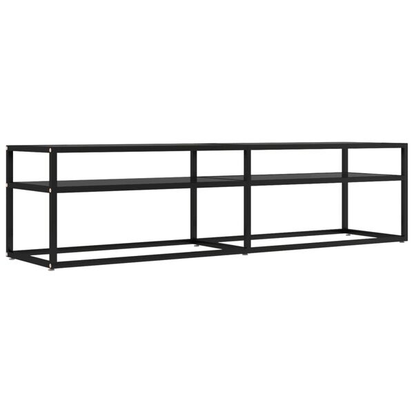 vidaXL TV Cabinet Black Tempered glass, powder-coated steel Medium