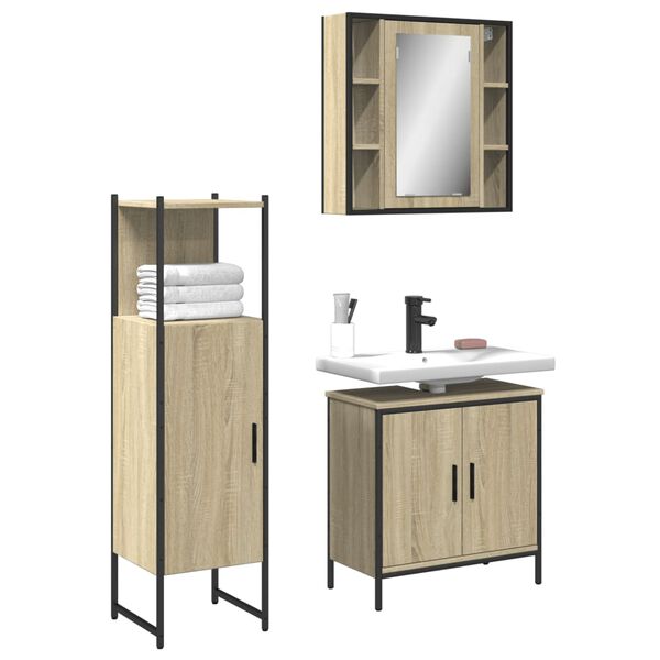 vidaXL Bathroom Cabinet Set Sonoma oak