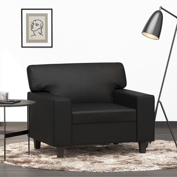 vidaXL Sofa Chair Black Faux leather Large Sofa Chair Rectangular