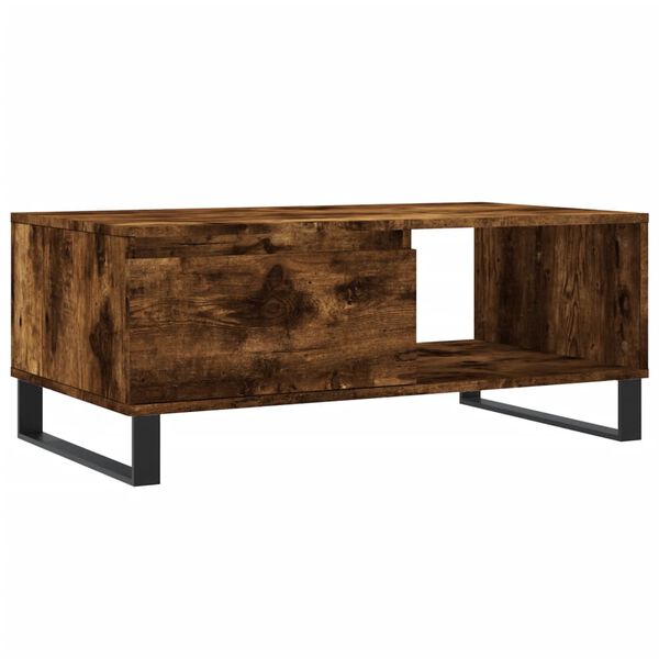 vidaXL Coffee Table Smoked Oak Engineered Wood, Metal 35.4x19.7x14.4 in