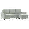 vidaXL 3-Seater Sofa with Footstool Light Gray 70.9" Velvet