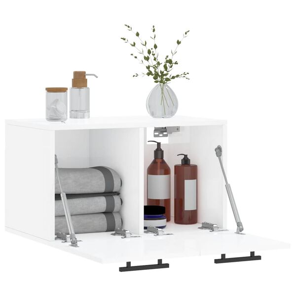 vidaXL Wall Cabinet High gloss white Engineered wood Medium Wall Cabinet