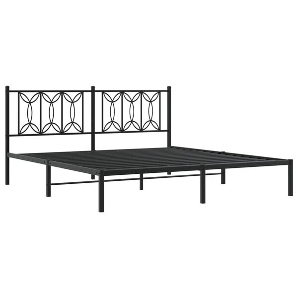 vidaXL Bed Frame Black Steel 71 x 79 in Super King Extra Long