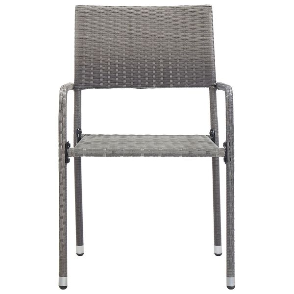 vidaXL Garden Dining Chair Set of 6 Gray PE rattan, steel Standard