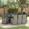 vidaXL Garden Dining Set with Cushion 9 pcs Grey Poly Rattan