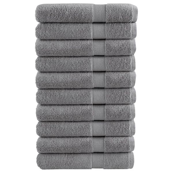 vidaXL Towel Set of 10 Grey 100% Cotton XXL Bath Towel Rectangular