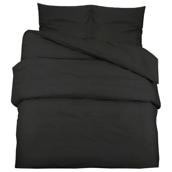 vidaXL Duvet Cover Set Black 100% Cotton 94.5 x 86.6 in Lightweight