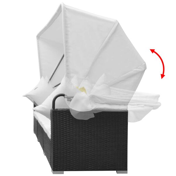 vidaXL Garden Sofa Set Black PE Rattan, Steel, Polyester Large Modular